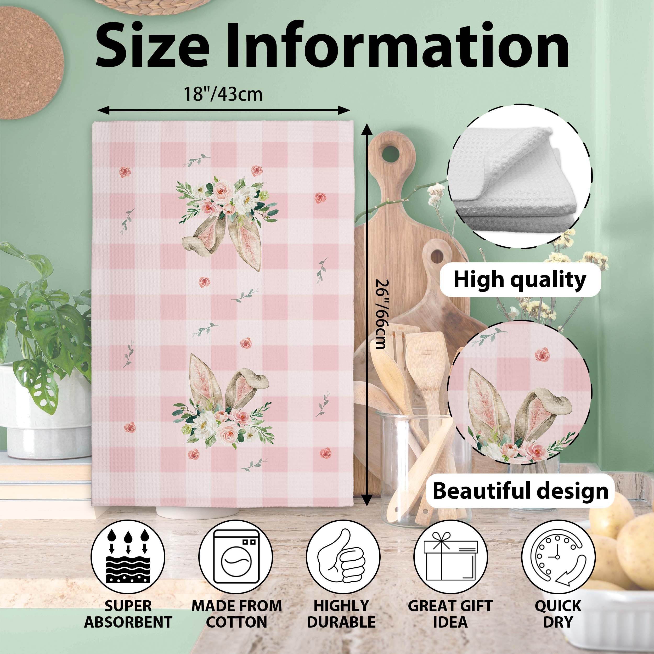 Condition photo showing New/Like New for easter dish towels, pink plaid kitchen towels, happy easter bunny napkins, dish cloth for bathroom kitchen, gifts for mom mother's day spring summer kitchen decoration hand towels set of 2-a05