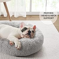 Vista 2 de Friends Forever Serena Donut - Cama ortopédica de espuma viscoelástica para perro, sofá ovalado de piel sintética suave para gato de interior, felpa