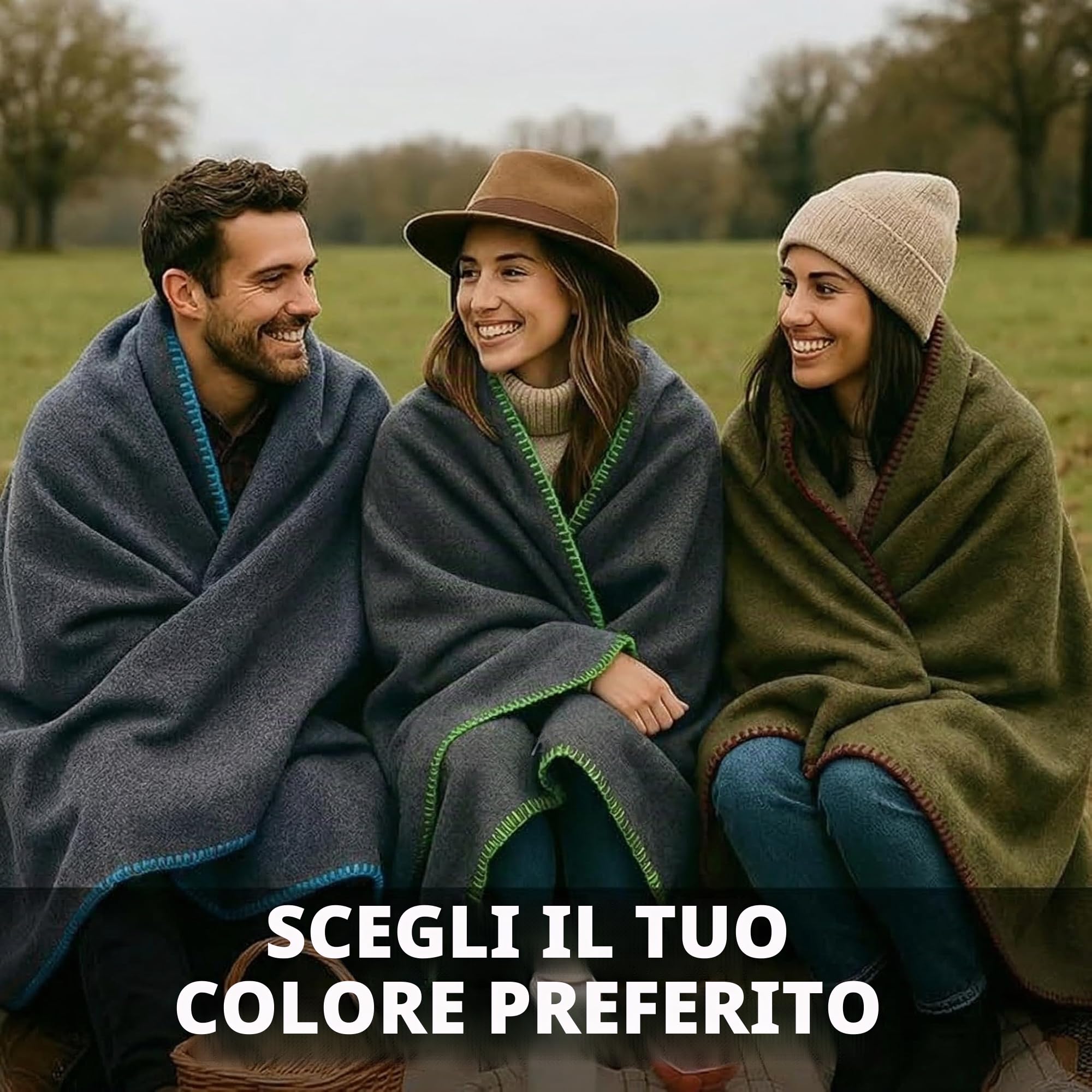Coperta da campeggio in lana, 70% lana, resistente, stile militare, calda e lavabile, copertura ignifuga per emergenza, sopravvivenza e uso all'aperto, perfetta per campeggio, auto, casa ed