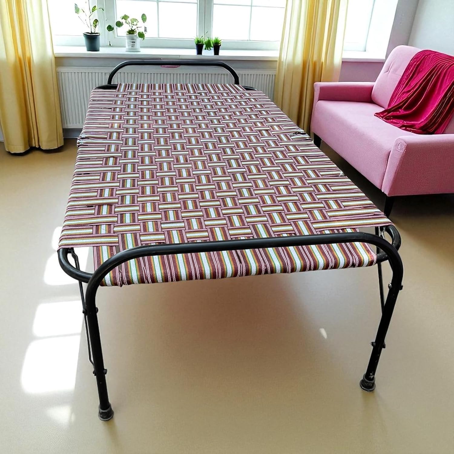 Folding Bed 6x3 Ft Single Bed for Adults & Students | Portable Foldable Cot for Home, Hostel & Guest Use | Strong Metal Frame with Fabric Top-image-17