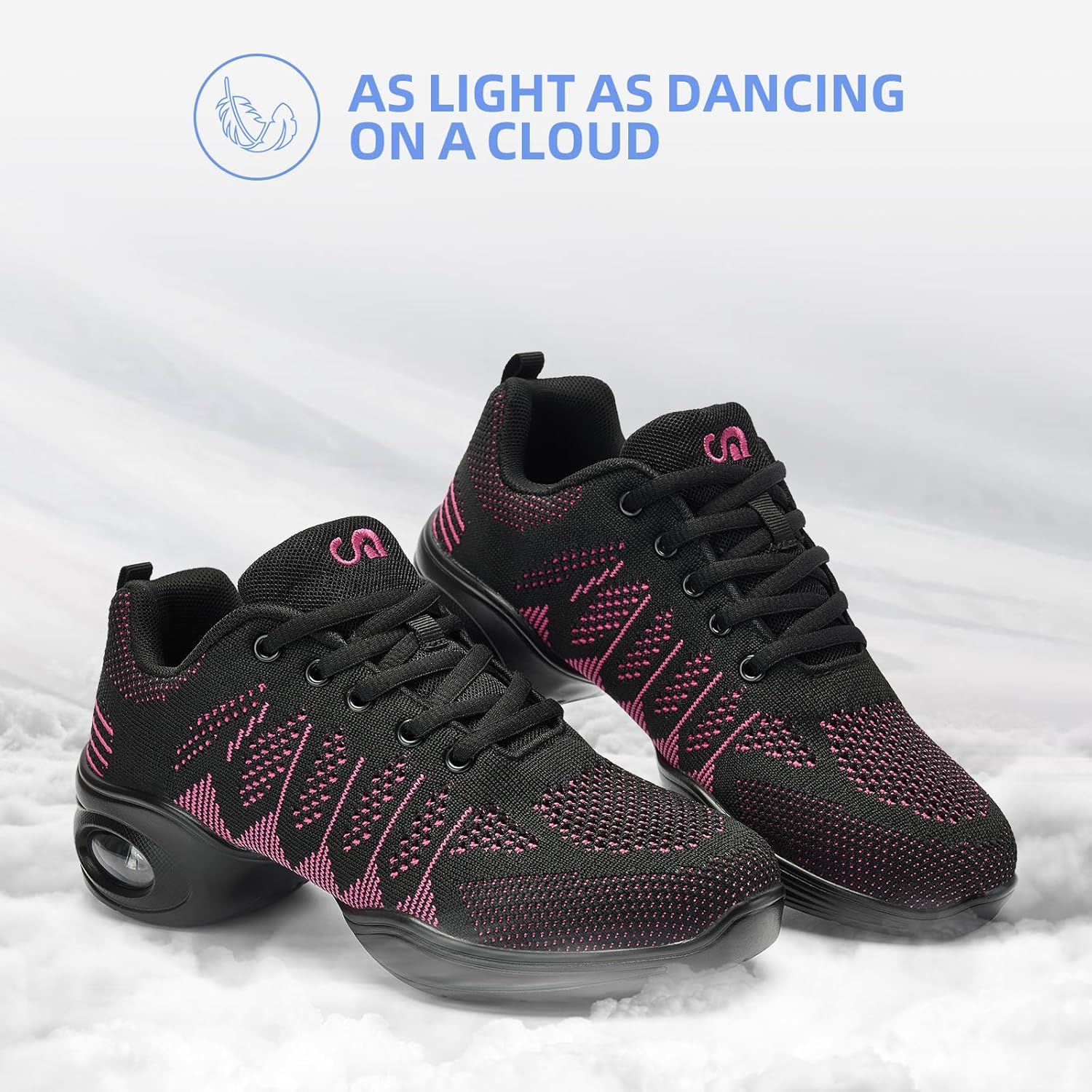 PPQ Women's Jazz Shoes Lace-up Sneakers Modern Dance Shoes Air Cushion Platform Walking Dance Shoes