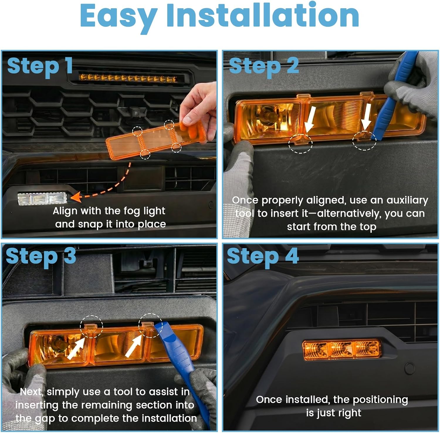 Fog Light Cover Trim Compatible with 2024-2026 Toyota Tacoma 4th Gen 2025 2026 Toyota 4Runner 6th Gen Front Bumper Fog Lamp Cover Orange Acrylic Exterior Decoration Accessories