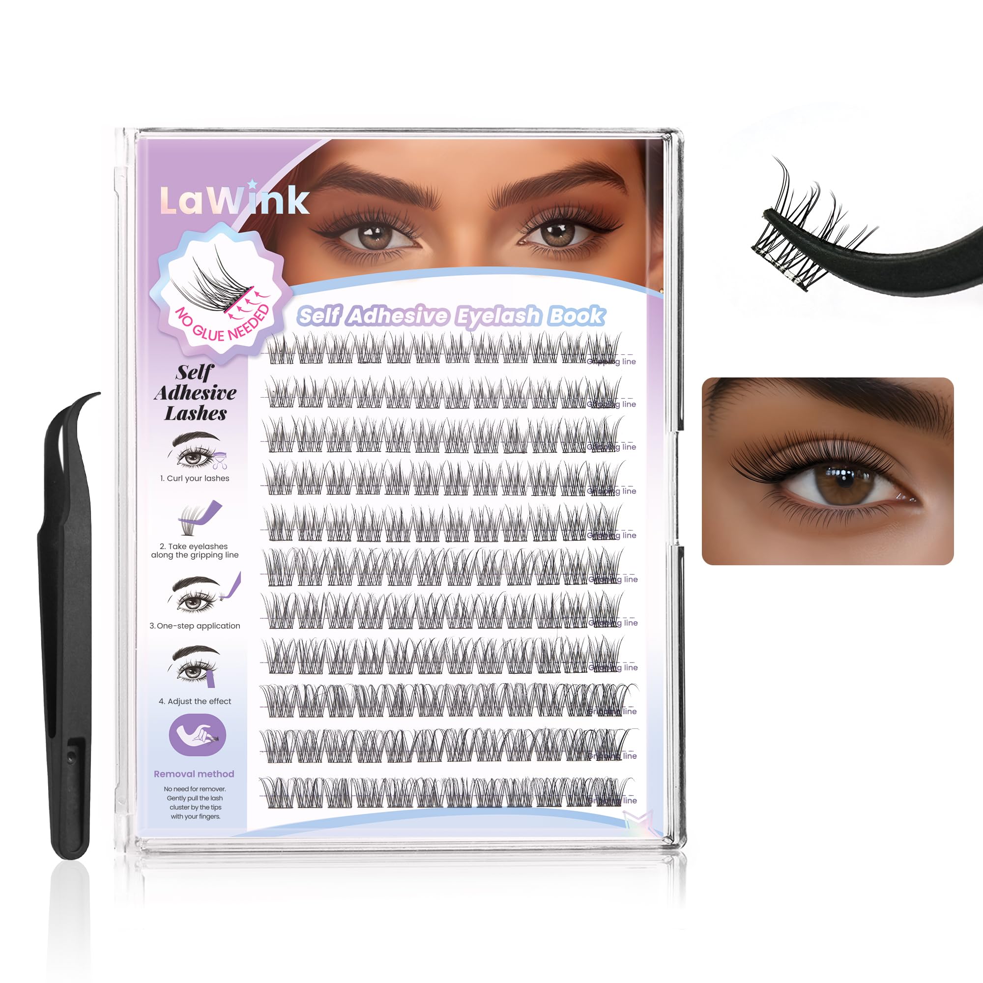 Self Adhesive Eyelashes Clusters Natural Lash Clusters No Glue Needed Lash Clusters 10-16mm 132pcs Natural look C curl Press On Lashes Pre Glued Eyelash Clusters Easy to Apply Beginner Friendly
