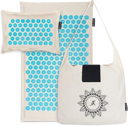 ProsourceFit Ki Acupressure Mat and Pillow Set with 100% Natural Linen for BackNeck Pain Relief and Muscle Relaxation ProsourceFit Ki Acupressure Mat and Pillow Set with 100% Natural Linen for BackNeck Pain Relief and Muscle Relaxation