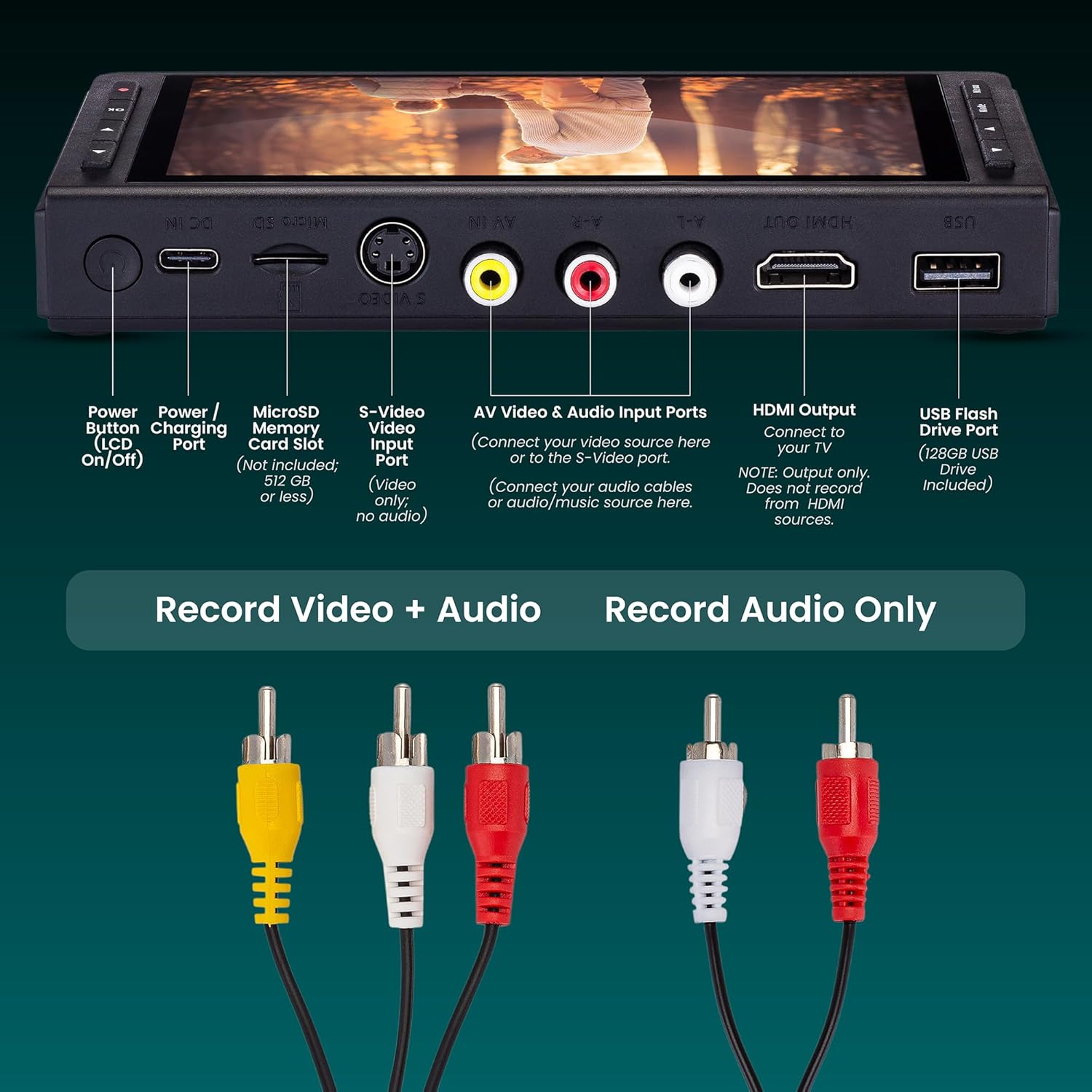 ClearClick Video to Digital Converter 3.0 (Third Generation) - Record Video & Audio from VCR's, VHS, AV, RCA, Hi8, Camcorder, DVD, Turntables, Cassette Tapes (Bundle) [Requires Working VCR/Camcorder]