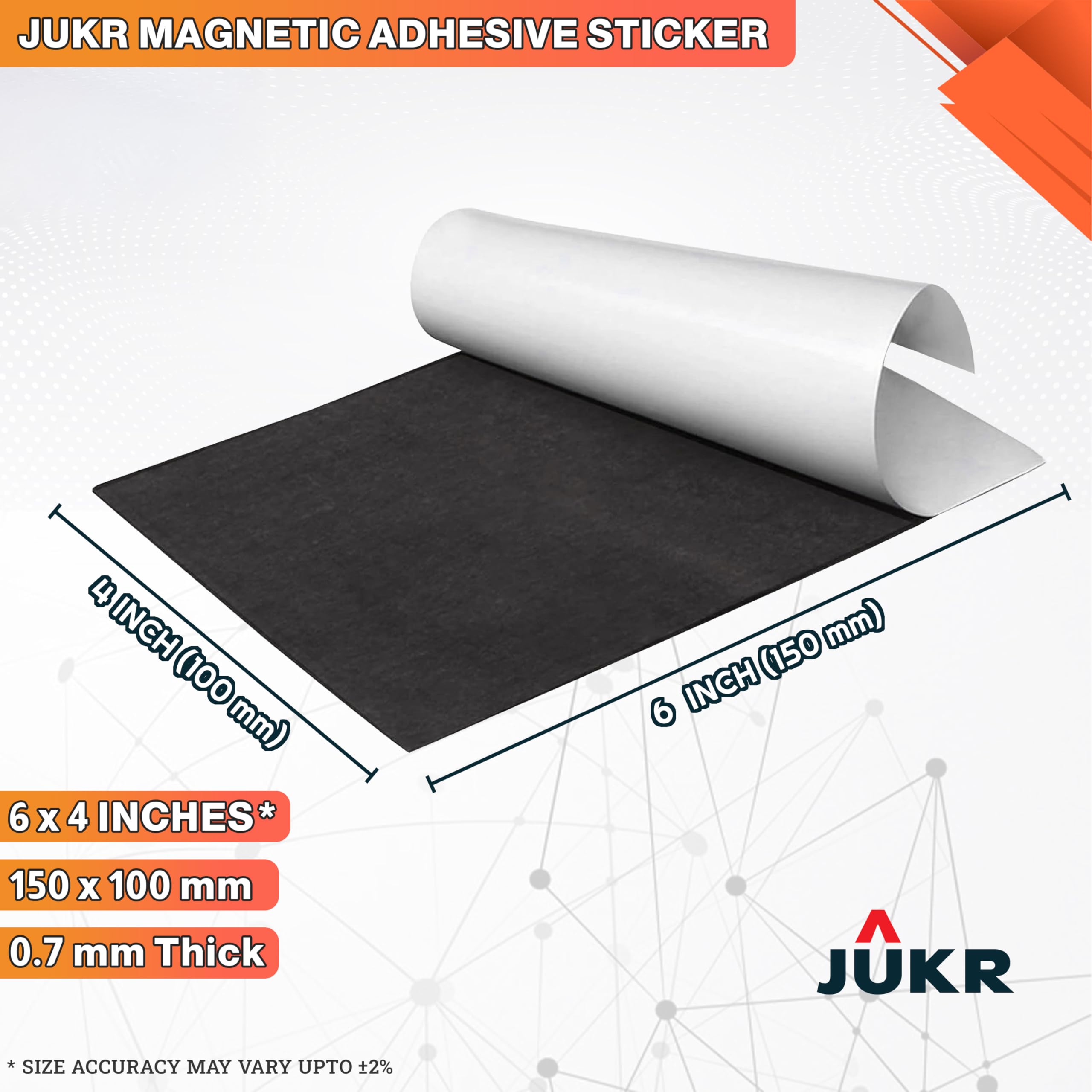 JUKR Self Adhesive 6 x 4 Inches 0.7 mm Thickness Easy to Cut Magnetic Sheets For Art And Craft Work, Make Your Own Peel and Paste Flexible Photograph Custom Fridge Magnetic Stickers (Pack of 6 PCS) 3