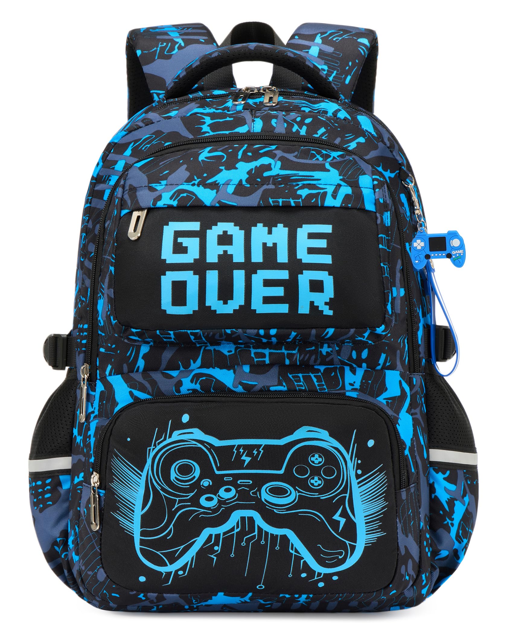 Amythe Luminous Child Elementary School Backpack for 8-12 Boys, Blue | Lightweight Ergonomic Breathable Blue Daypack Multi-Pocket Spacious Durable for School Travel Hiking Leisure All-Season