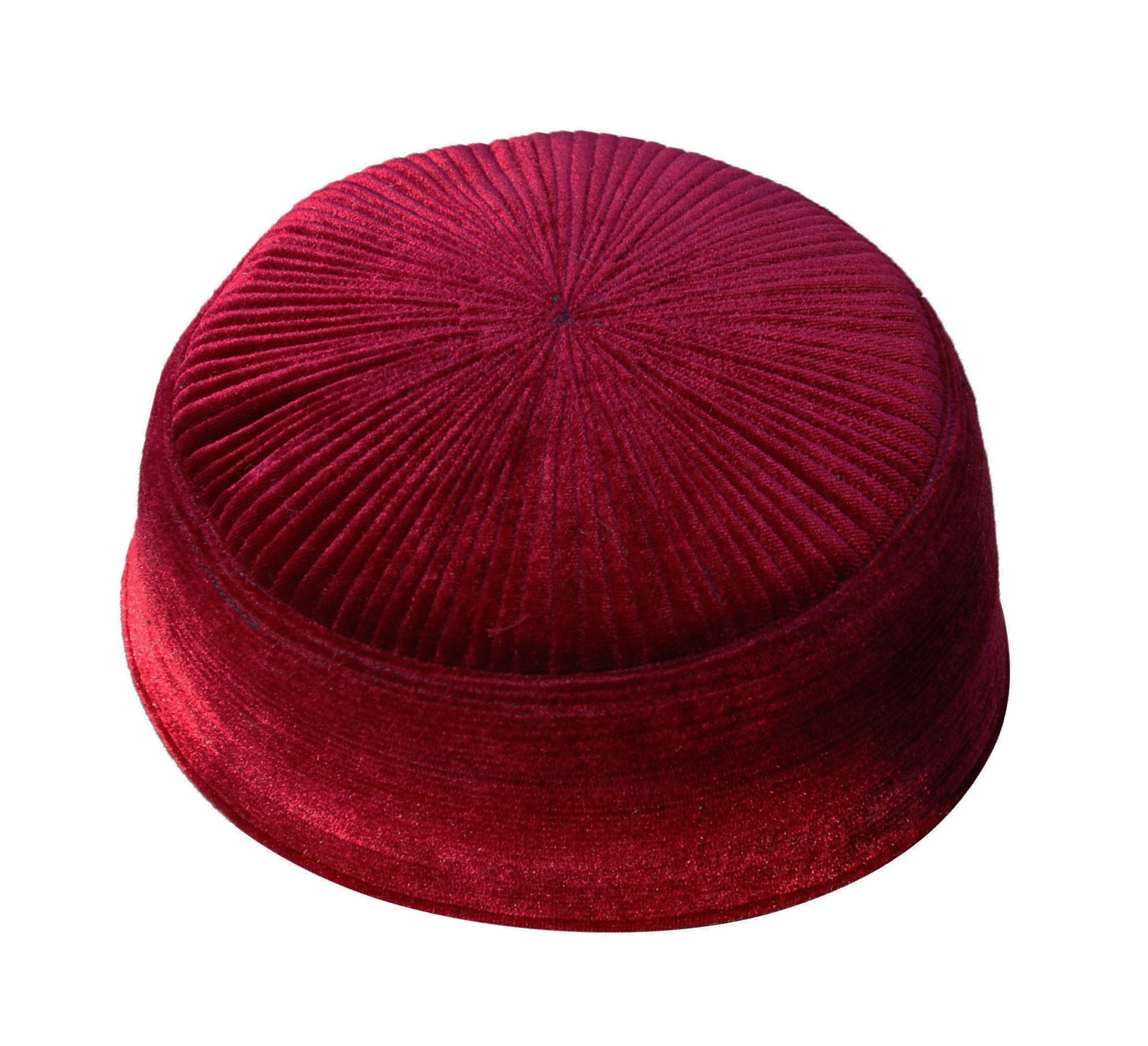 TheKufi Maroon Rigid Velvet Kufi Hat 