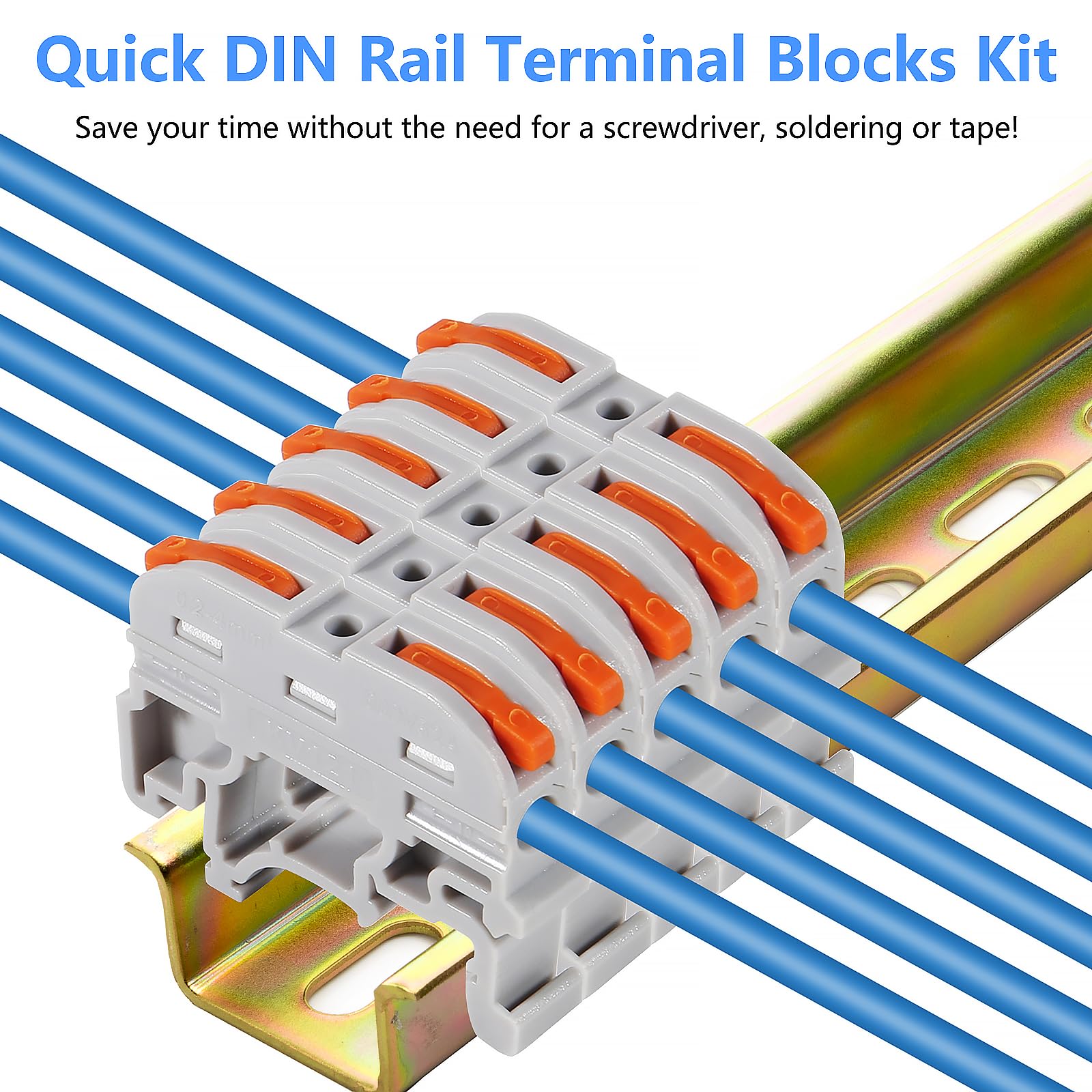 Snapklik.com : 50PCS DIN Rail Terminal Blocks Kit, Universal Compact ...