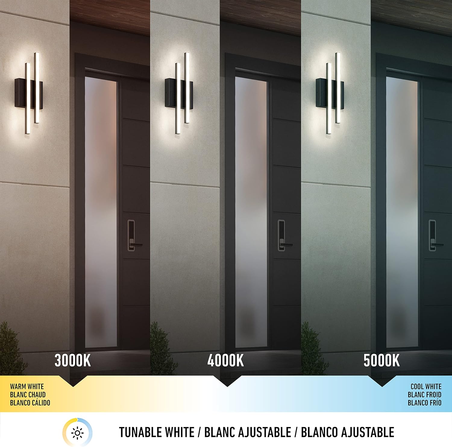 Artika Grid LED Modern Outdoor Sconce 12w with Tunable White Technology to Change The White Color of Your Outdoor Wall Mounted Light, Matte Black Finish