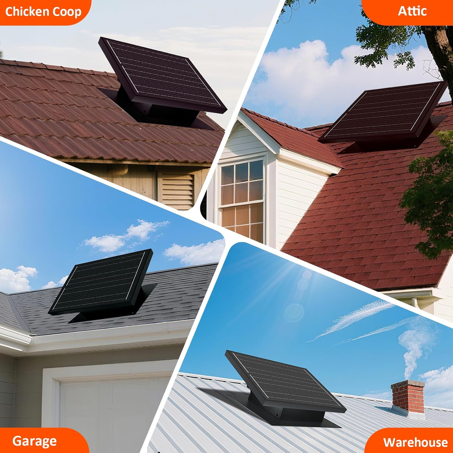 25W Solar Attic Fan, 8 Inch IP68 Waterproof Solar Roof Vent Fan, Ideal Solar Roof Vent for Attics, Garage, Shop and Warehouse