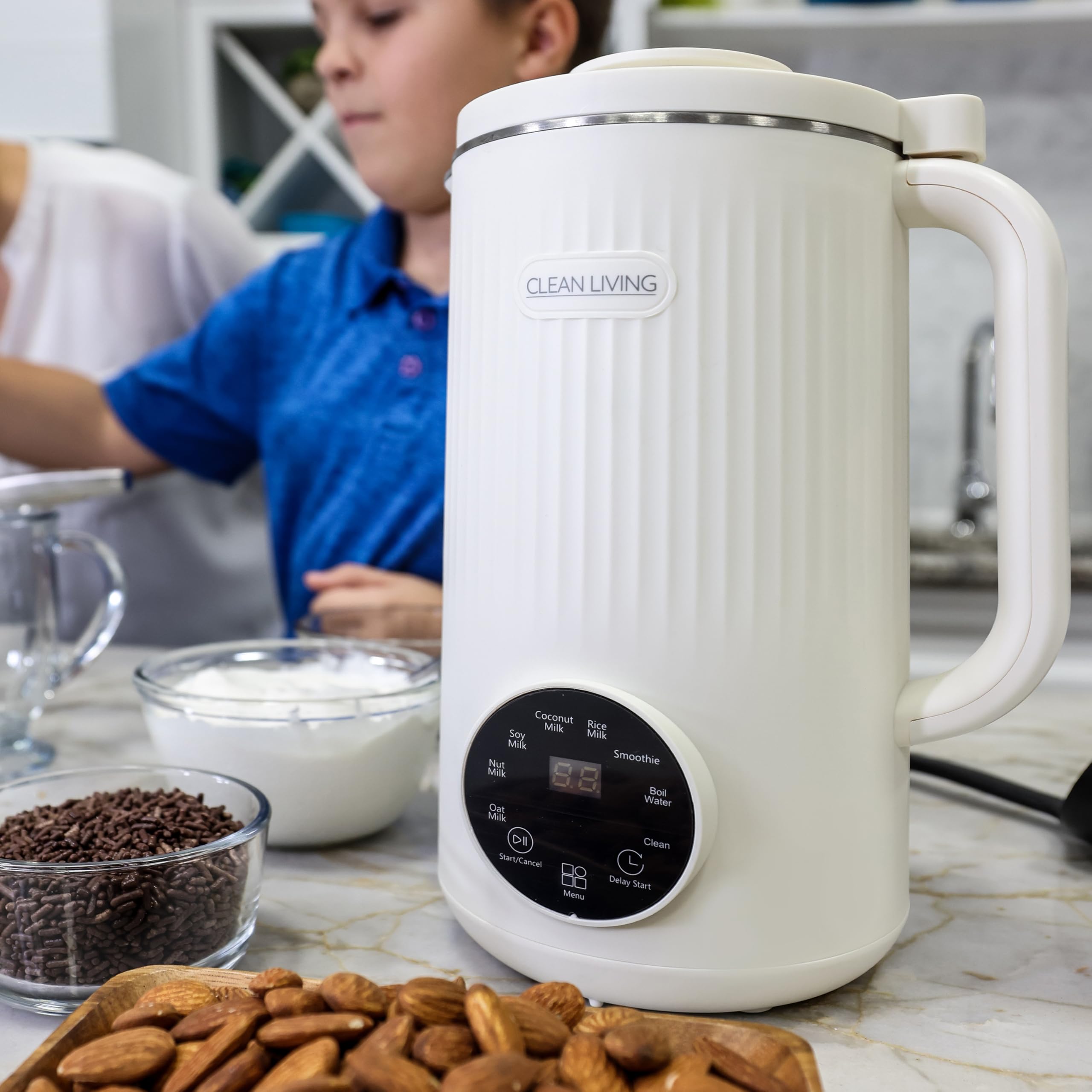 Clean Living With Michelle 1qt. Plant Milker, 8-in-1 Multi-Functional, Self-cleaning, Nut Milk Maker, Homemade Plant Milk Maker, Almond Milk Machine 33.8oz ()