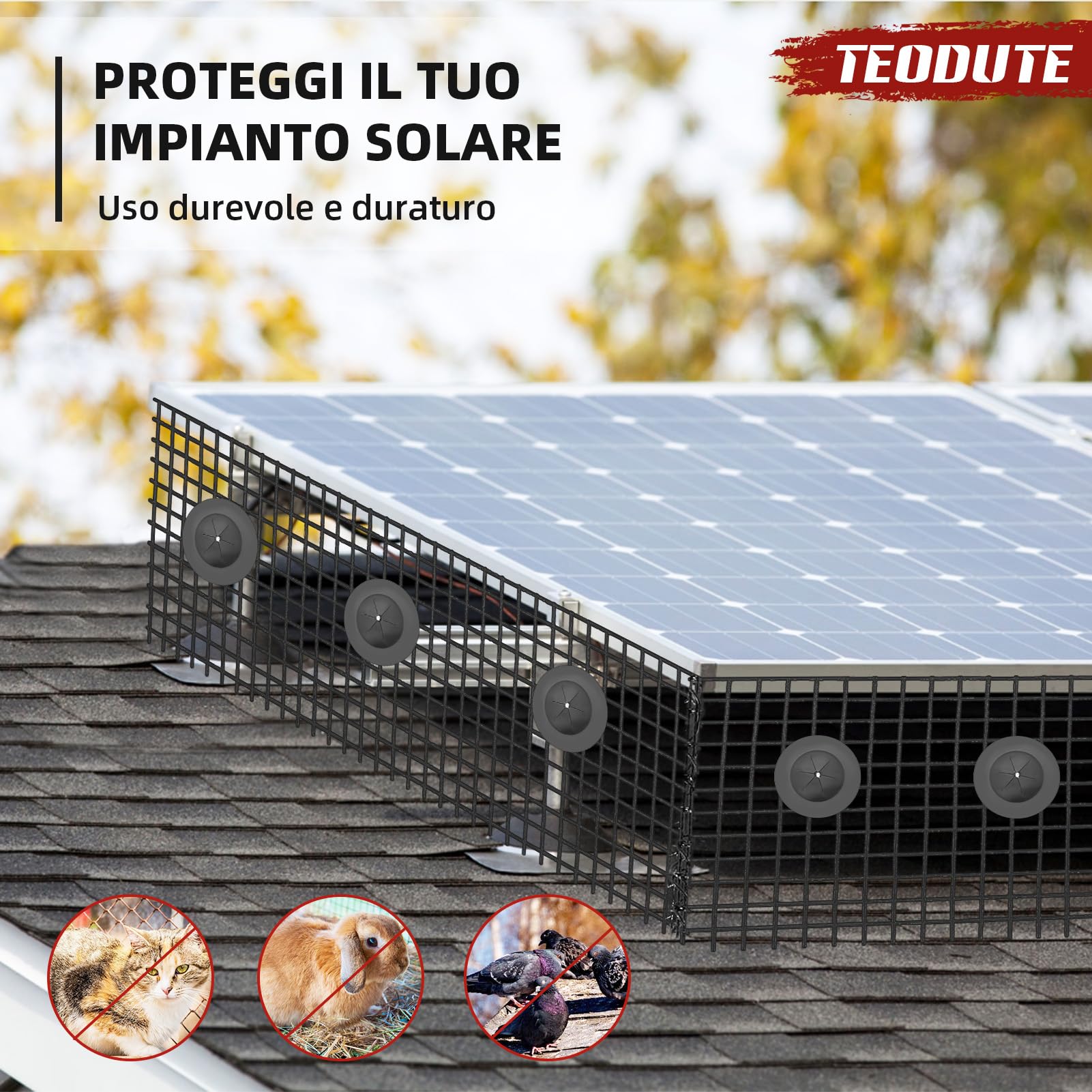 Griglia di Protezione per Pannello Solare in Rotolo 15cm x 30m, Kit Anti-Uccelli 70 Fascette in Acciaio Inox Rivestimento in PVC Antiruggine Rete Metallica da 12,7 mm