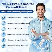 Vista 3 de Probiotics for Men, 100 Billion CFUs with Prebiotics, Saw Palmetto Berry, Pumpkin Seed, Cranberry & Lycopene for Prostate Urinary Health, Mens