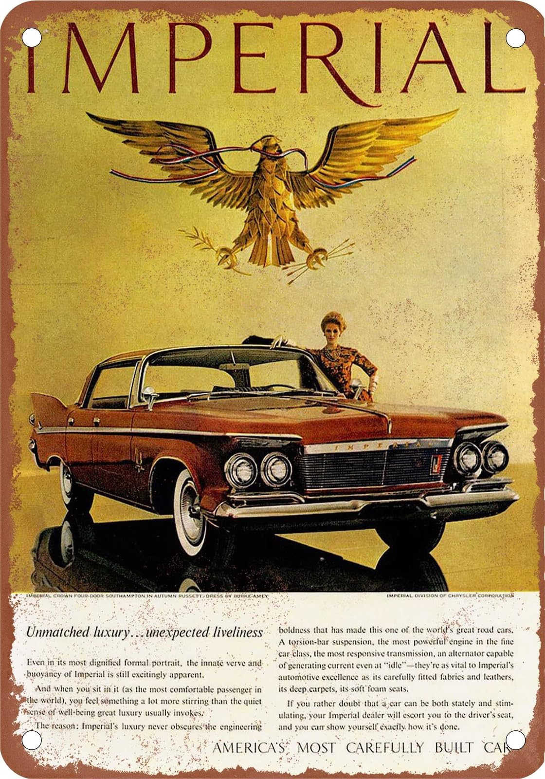 METAL SIGN - 1961 Imperial Vintage Ad 06 - Old Retro Rusty Look home decor