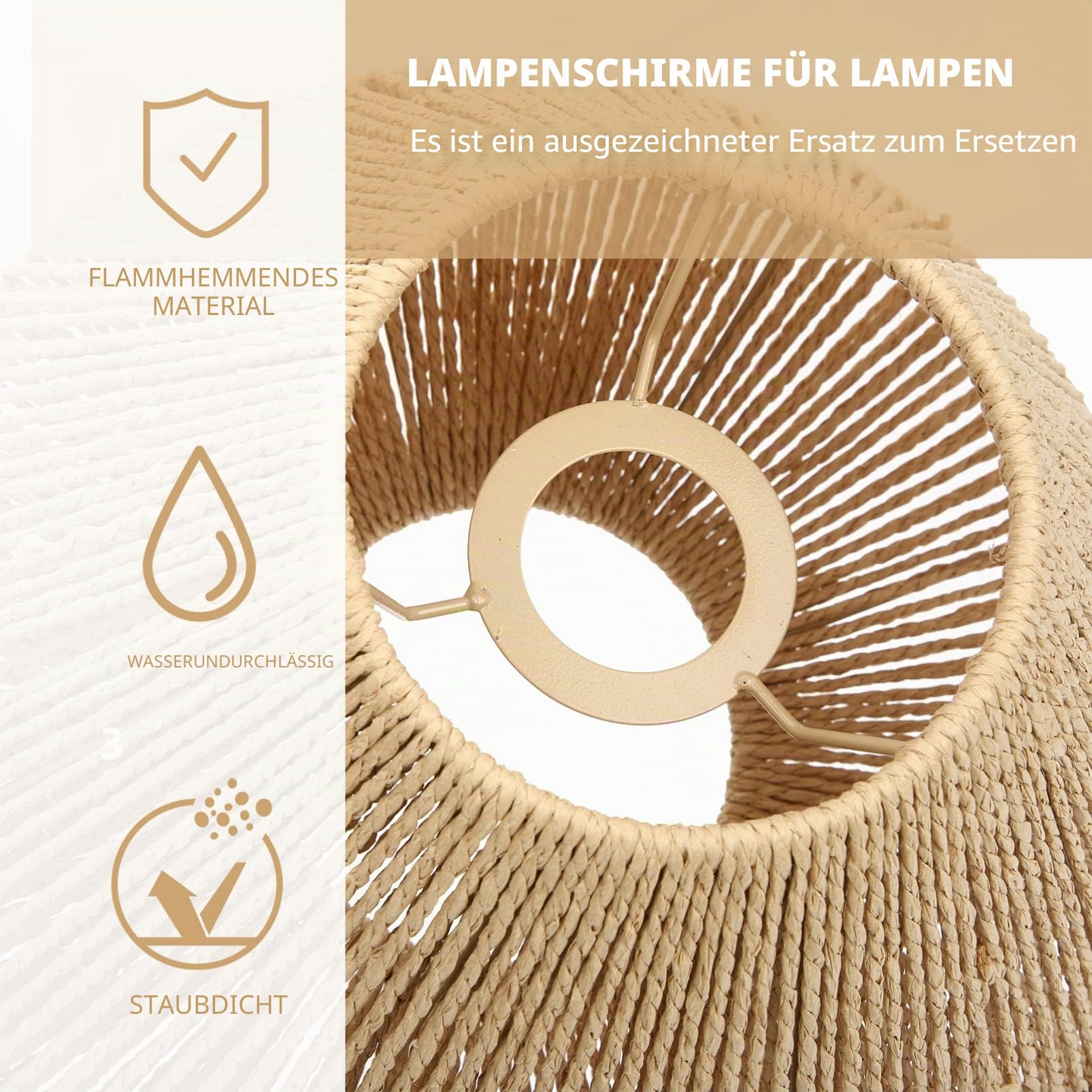 DOITOOL Rattan-Lampenschirm Für Pendelleuchten Ersatz-Kronleuchter-Lampenschirm Für Decke Schlafzimmer Nachttisch Essen (11. 79X11. 79X7. 47 Zoll） Rattan Stehlampe