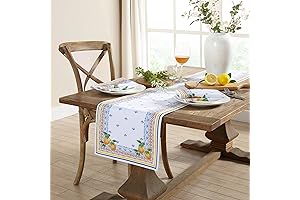 Elrene Home Fashions Capri Blue Lemon Mediterranean Spring/Summer Fabric Runner