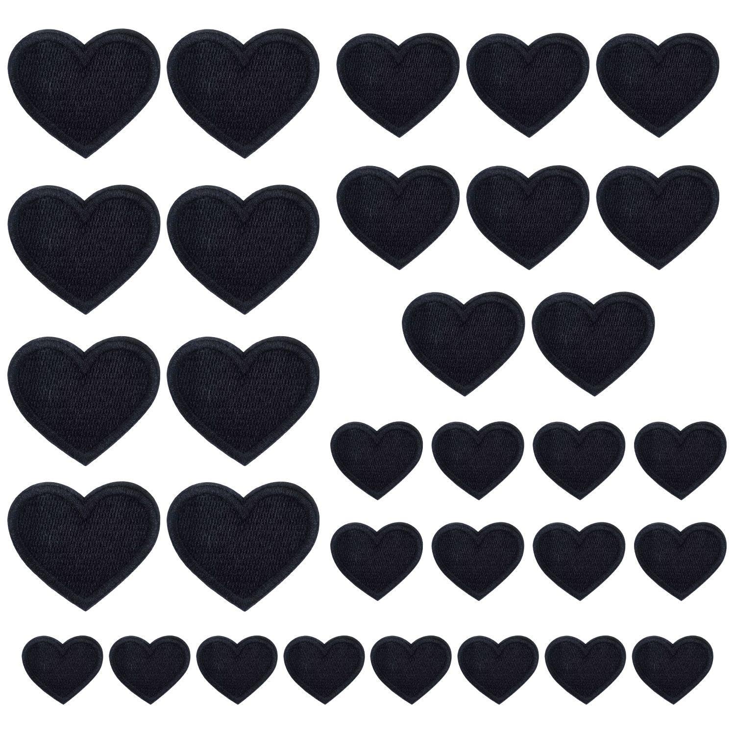 Nidhfg Black 32 Pieces Of Love Patch, Simple Embroidered Cloth Patch, Clothing Repair, Ironing Cloth Patch, Clothing Decorative Cloth Patch.