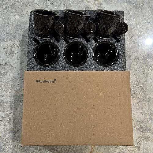 Miniatura 6 de WE collection Tazas de café espresso de cerámica, tazas Demitasse de 3 onzas, tazas de café expreso pequeñas con esmalte vintage en relieve únicas