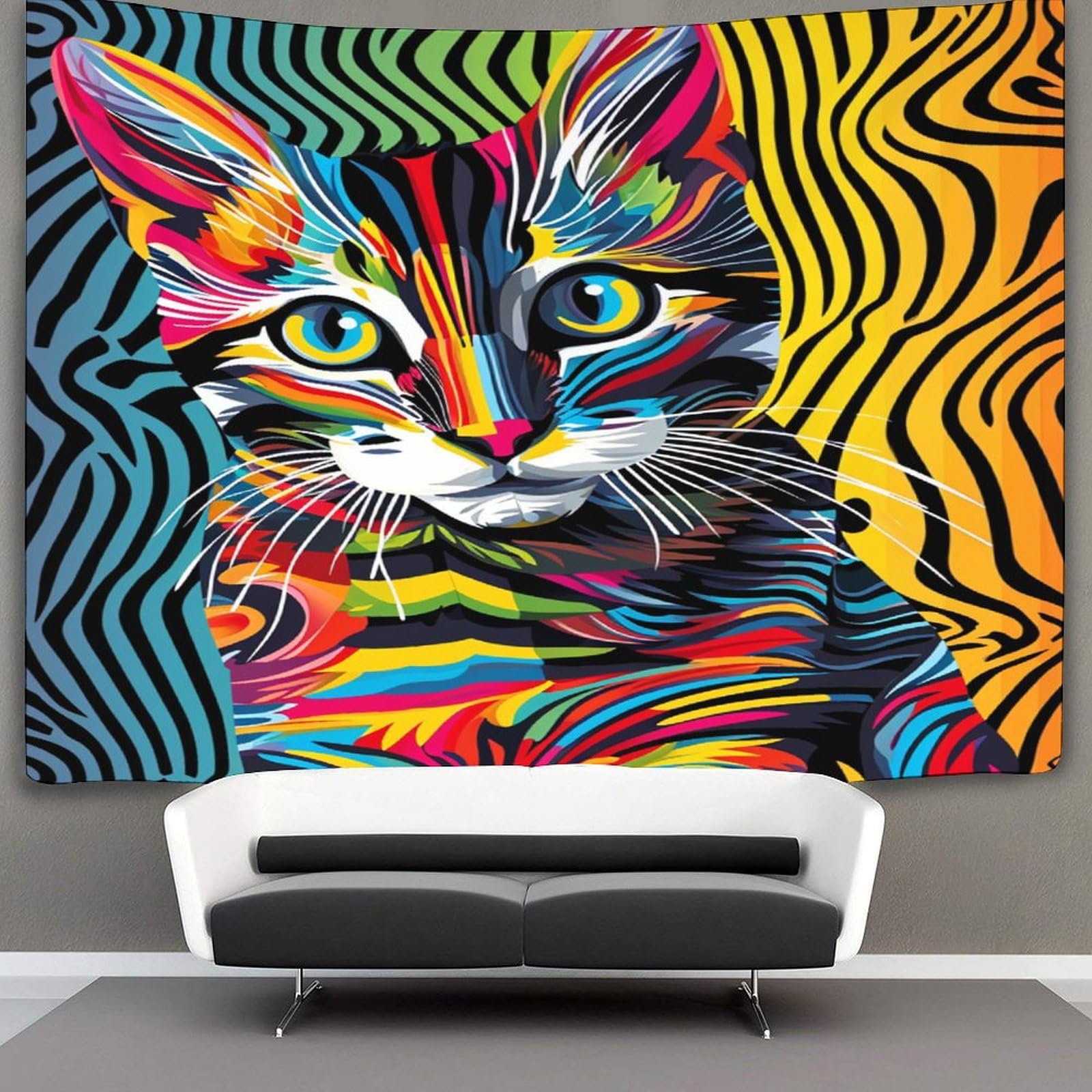 kaiyun Cute Cat Tapestry Cartoon Animals Tapestries 3D Wall Hanging Home Decorations for Room 130cmx150cm