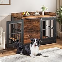Vista 1 de VOPEAK Mueble rústico para jaula de perros de 40 pulgadas, jaula resistente con bandejas extraíbles para perros pequeños y medianos, jaula