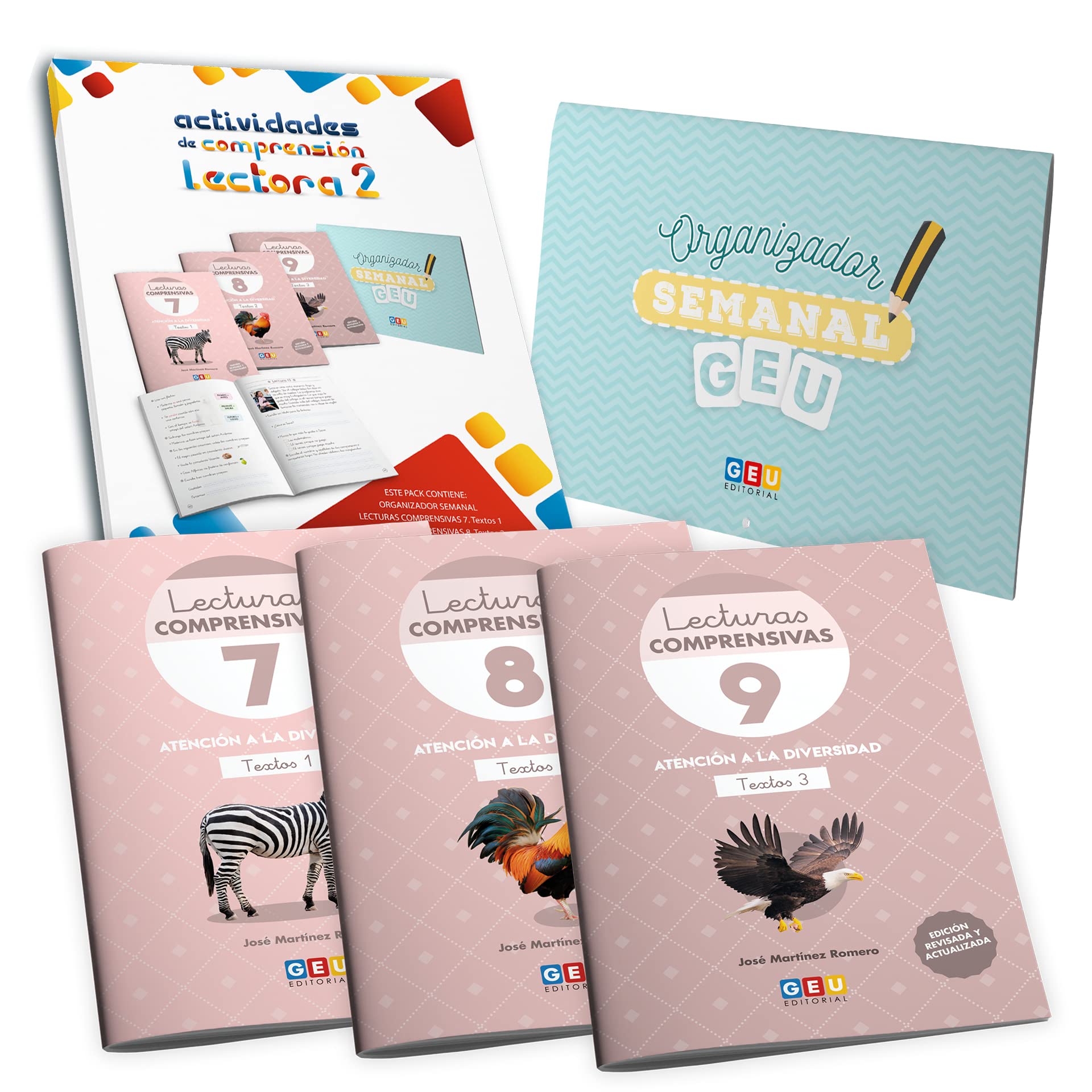 LECTURAS COMPRENSIVAS GEU | Pack De Lecturas Comprensivas 7, 8 y 9 Para Mejorar La Comprensión Lectora 2 Primaria - Textos | Libro Repaso 2 Primaria. Incluye Organizador.