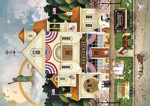 Buffalo Games - Charles Wysocki - Emprendedor del Día de la Independencia de Lady Liberty, rompecabezas de 500 piezas para adultos, rompecabezas