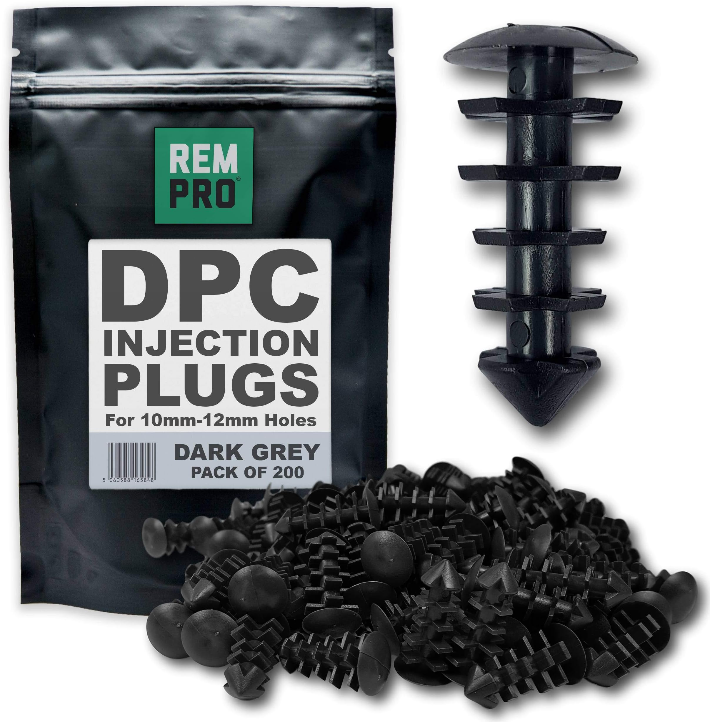 200 x Dark Grey DPC Damp Proofing Injection Wall Plugs
