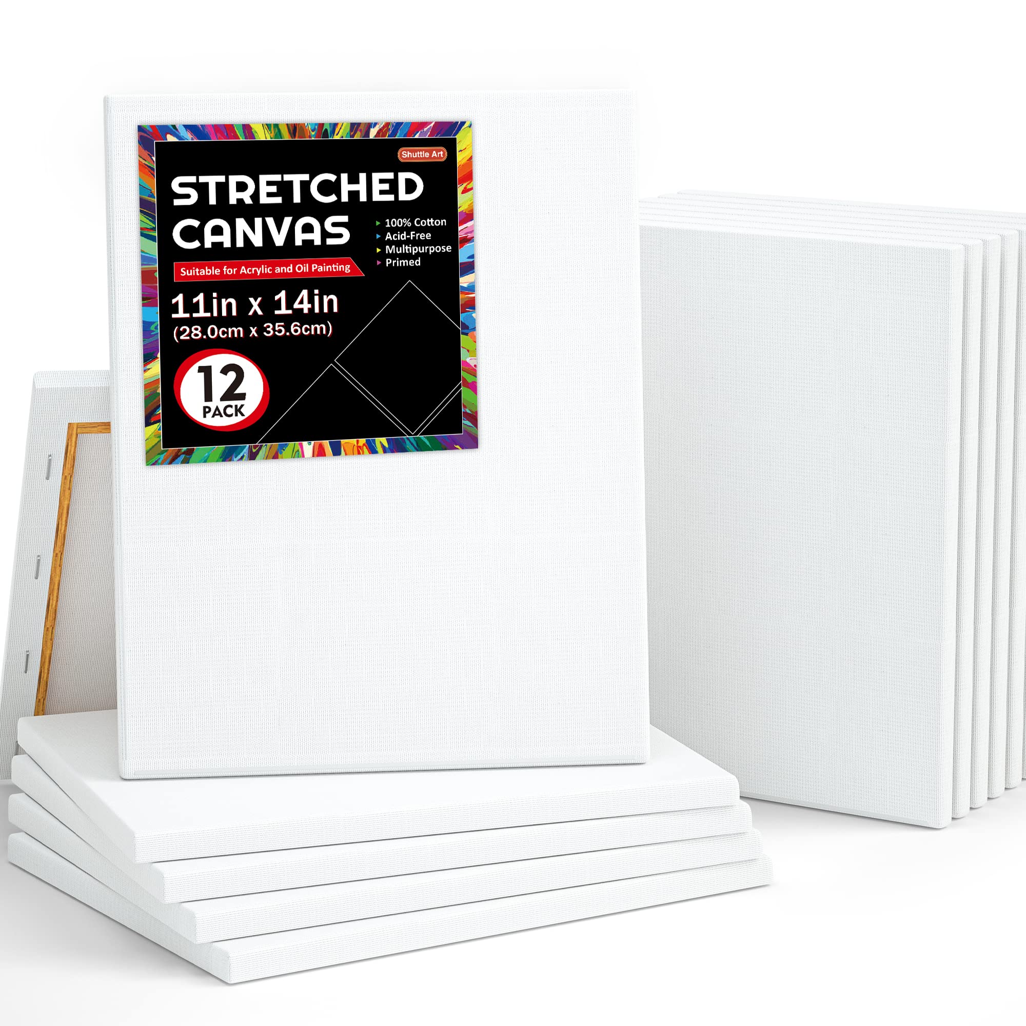 Shuttle Art Stretched Canvas, 12 Pack 11 x 14 Inch Canvases for ...