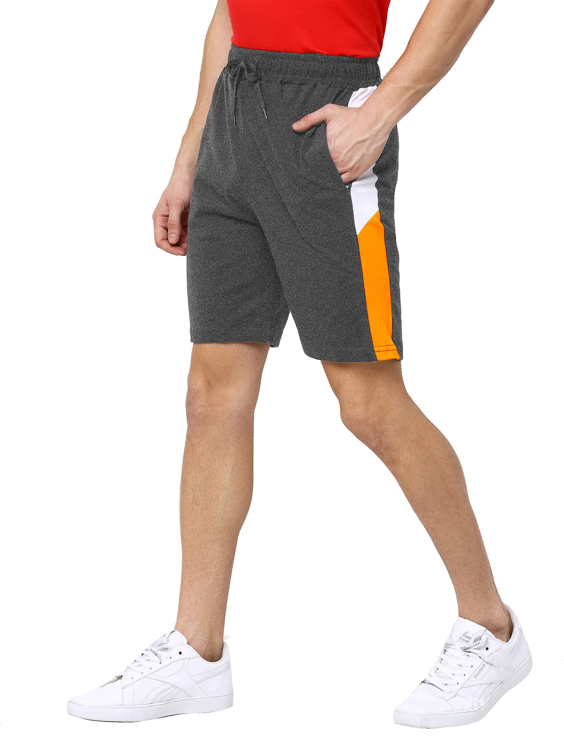 maniac Striped Men's Charcoal Cotton Shorts-(Medium)-picture-13