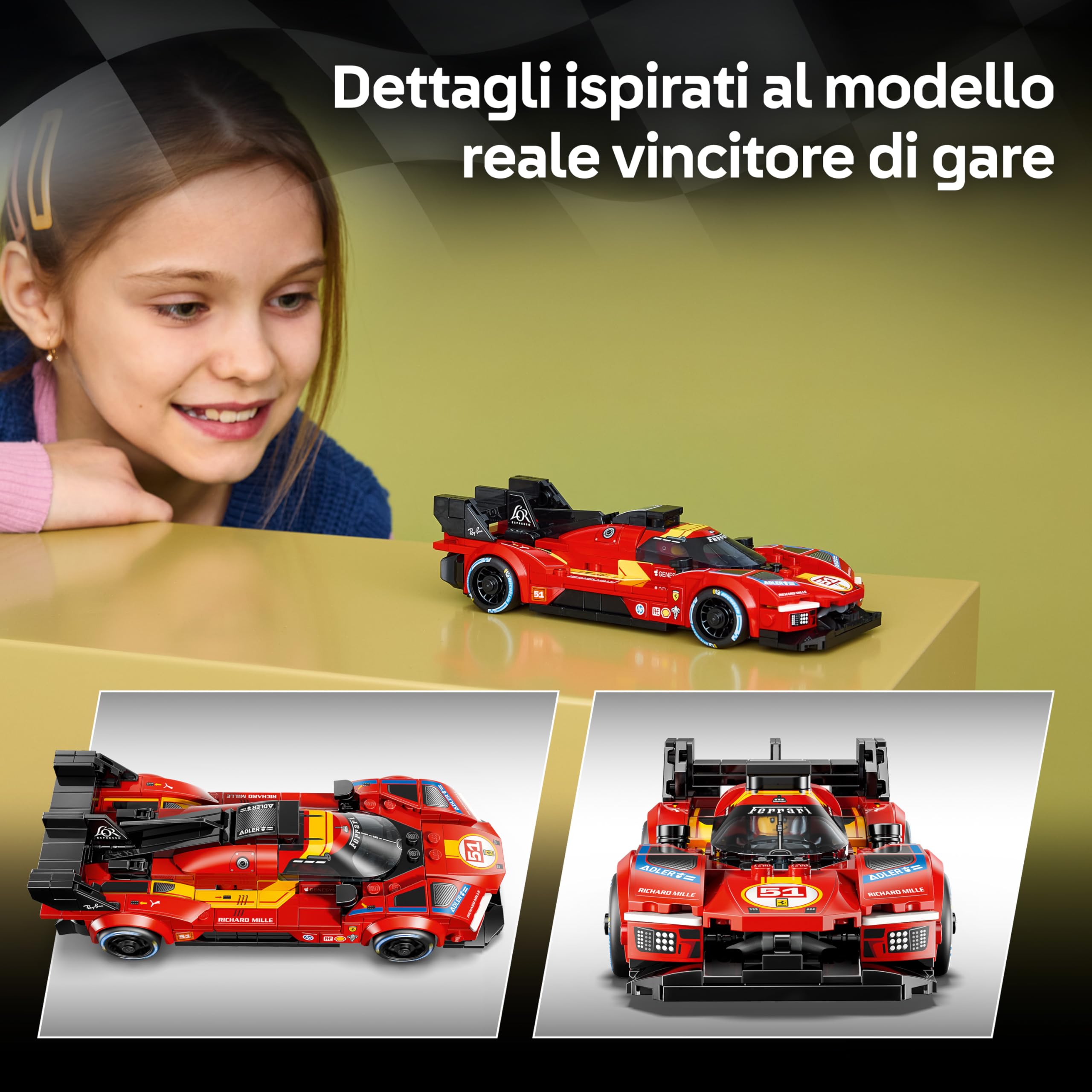 LEGO Speed Champions Ferrari 499P Macchina Giocattolo - Modello STEM di Auto da Corsa con Minifigure da Collezione - Gadget Sportivo Regalo per Bambini da 9 Anni in su e per Fan dei Motorsport - 77261