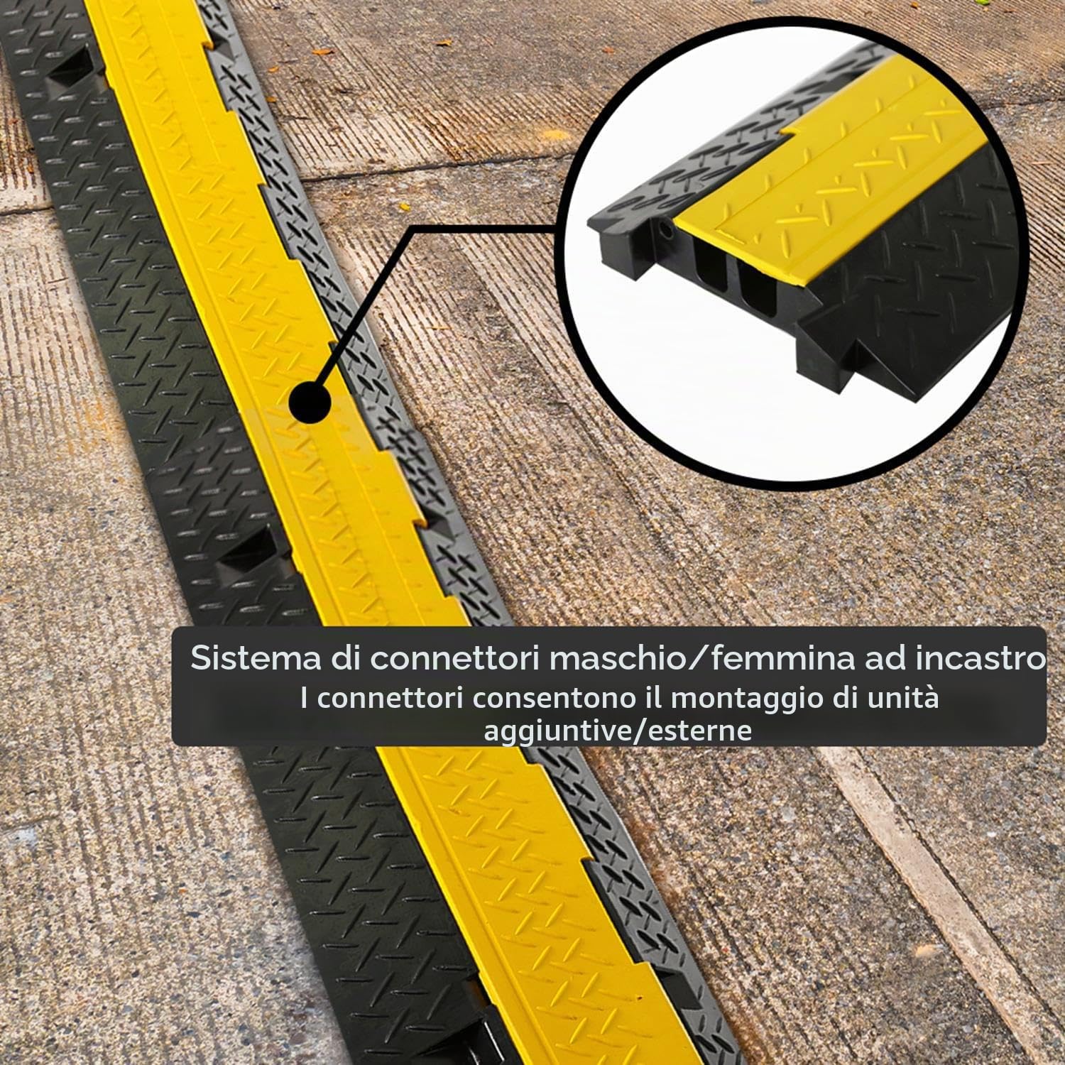 Pyle Copertura Resistente per Rampa Protettiva per Cavi - Supporta Protezione per Cavi per Carichi Pesanti a Doppio Canale da 19.958 kg con Copertura Superiore Apribile, Cavo Interno Esterno