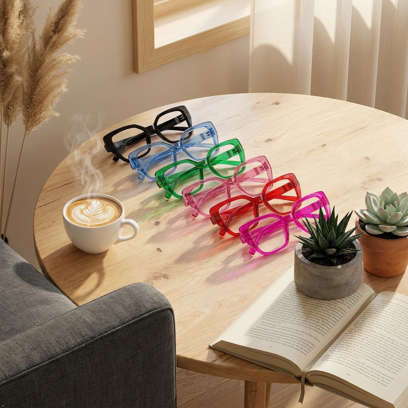 Eyekepper Blaulichtfilter-Lesebrille ohne Metall, schraubenlos mit Feder-Scharnieren Übergröße Cat-Eye 6er-Pack Computer-Lesebrillen für Damen