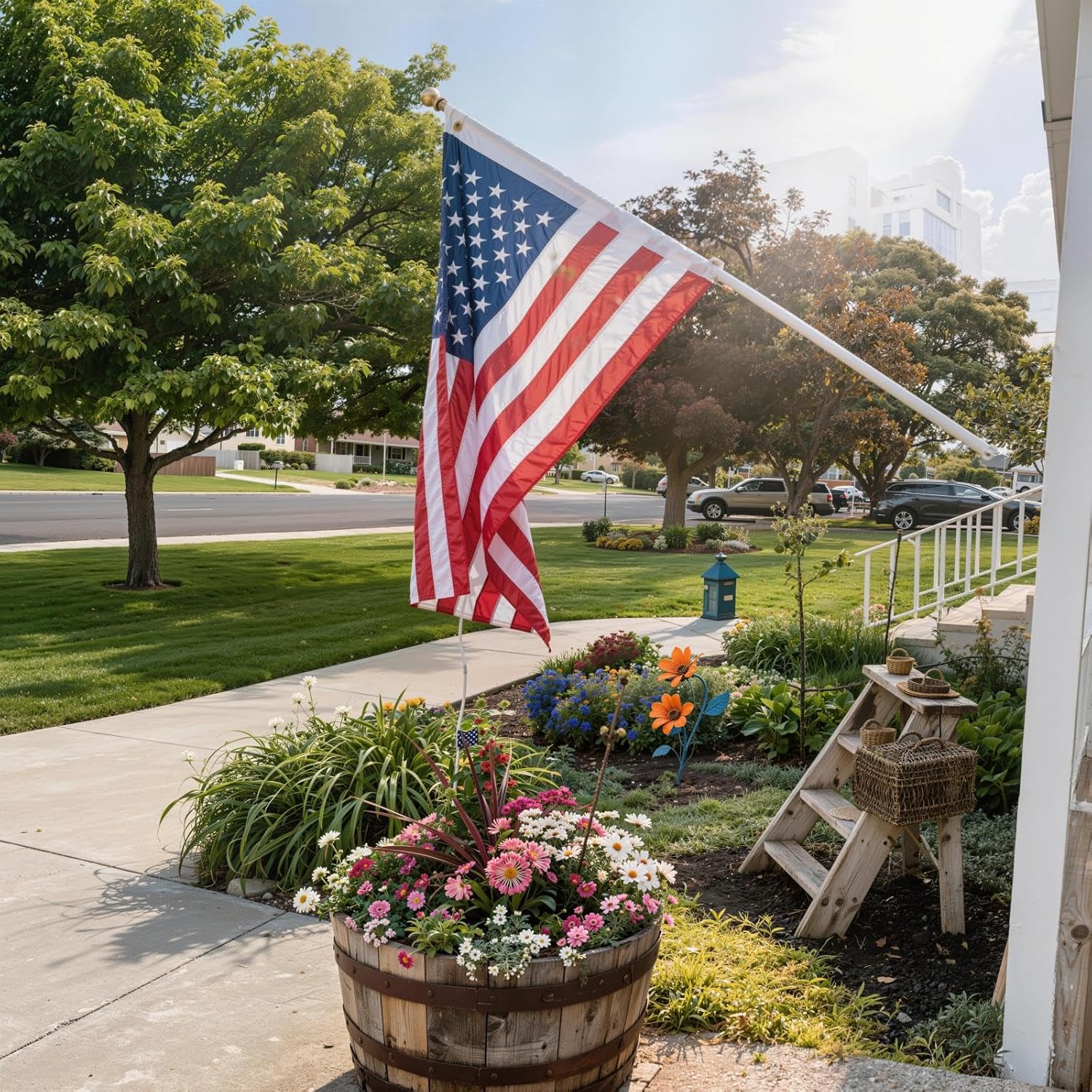 TOPFLAGS American Flag 3x5 Ft Outdoor TearProof US Flags Embroidered Stars All Weather for High Wind Heavy Duty Sewn Stripes for Outside 250th Anniversary Flag