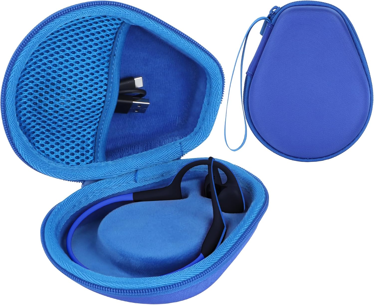 RIYADAone Hard Case Replacement for SHOKZ OpenRun Pro 2 / Pro 2 Mini/OpenMove/OpenRun/OpenSwim Open-Ear Bone Conduction Sport Headphones (Blue Case)