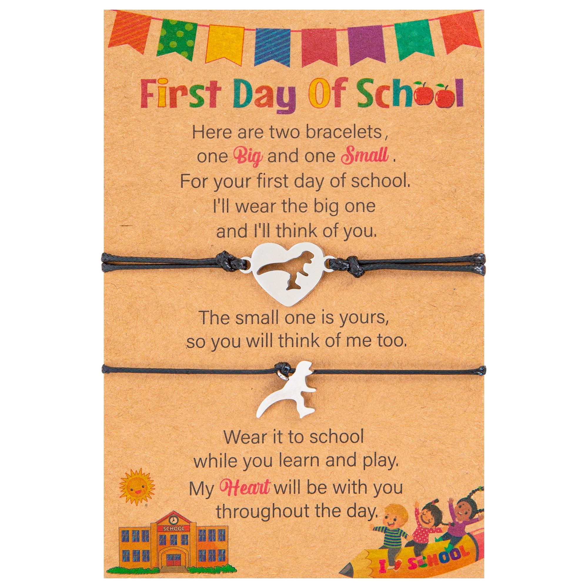 EOBOH First Day of School Bracelet Mommy and Me, Prek Matching Wish Bracelets Set, Adjustable Bracelet for Boys Girls Gifts Stuff Bulk
