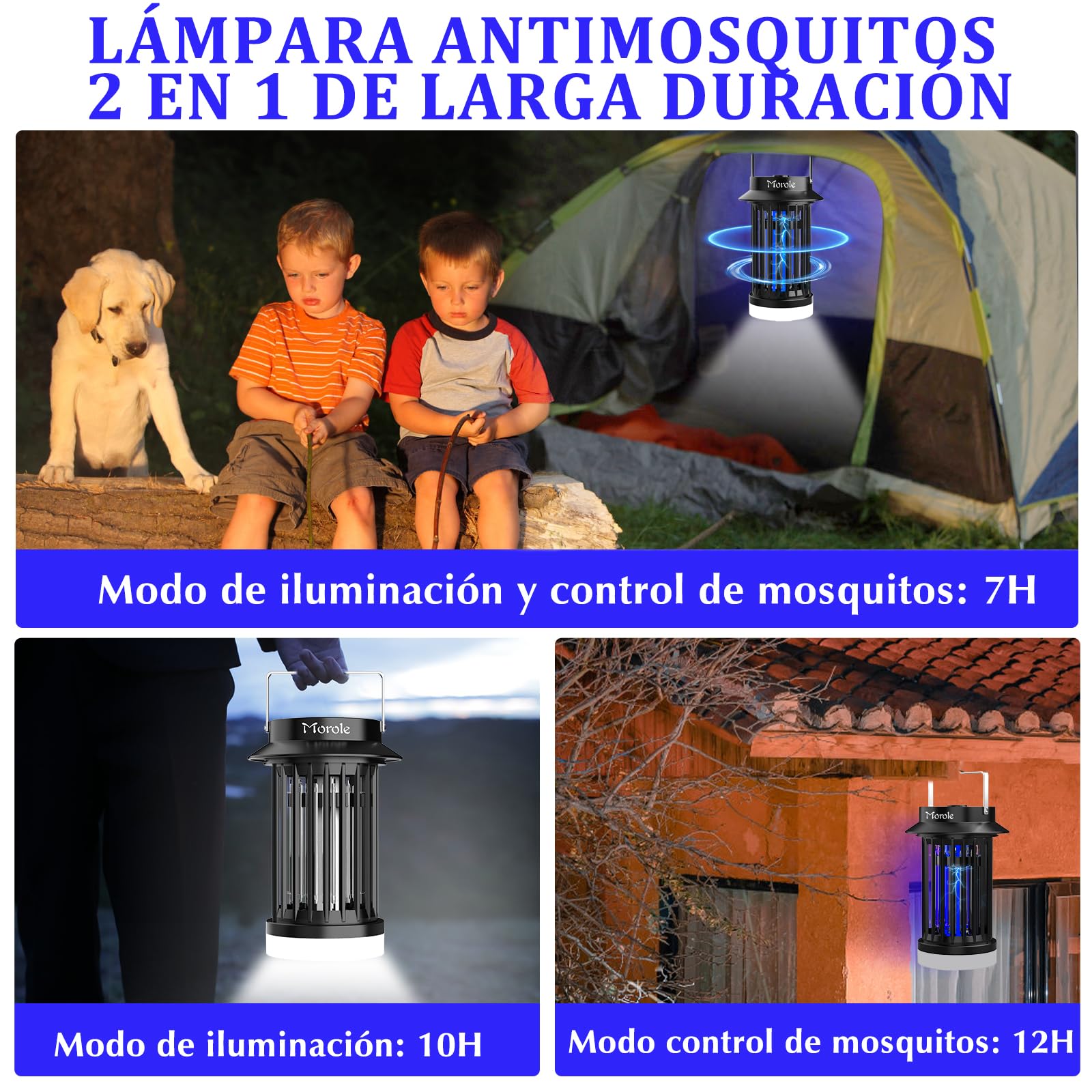 Lampara Antimosquitos USB con IluminacióN Led, Atrapa Moscas Antimosquitos Electrico PortáTil, Ideal para Uso en Interiores y Exteriores