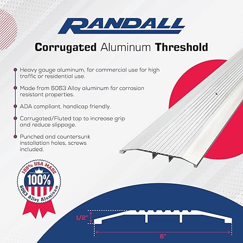 Miniatura 3 de Randall Manufacturing Co., Inc Umbral de aluminio resistente de 6 pies (72 34 pulgadas) (6 pulgadas de ancho x 12 pulgadas de alto) - Tira de