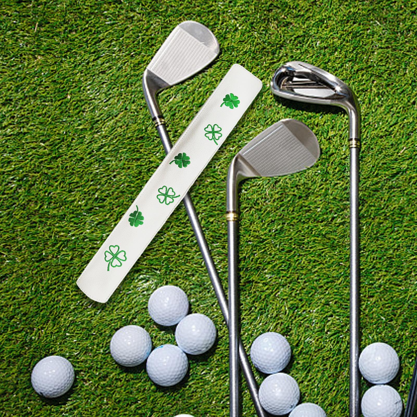 Stick Cover - Golf Gold Guard, PU Leather Mangeave | Design a quadrifoglio fortunato per aste di allineamento, protezione per asse da golf durevole, supporto per attrezzature sportive all'aria aperta