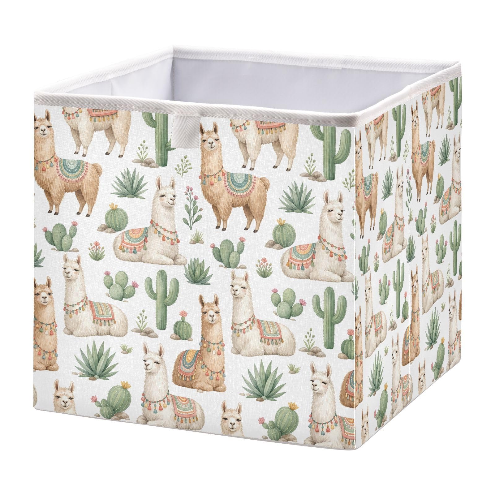 Ewusp Cute Alpaca Cube Storage Boxes 28x28 cm Foldable Closet Organiser Bin Holiday Basket Baby Basket for Nursery Bedroom Office