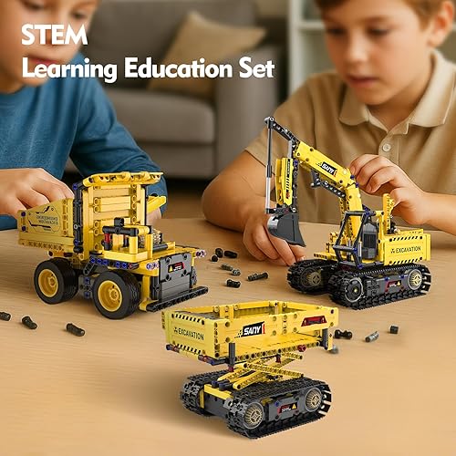 Miniatura 11 de Kit de construcción de robot STEM 5 en 1 para niños, aplicación y control remoto, juego de erector RC para niños bloques 419 piezas, regalo