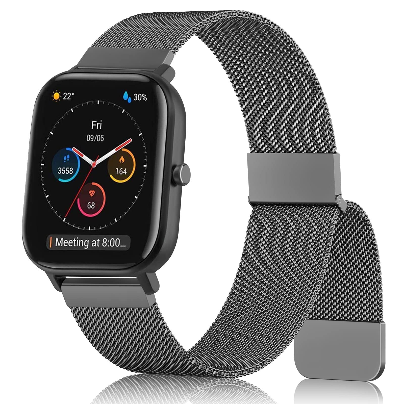 Meliya Metal Bands Compatible with Amazfit GTS/GTS 2/GTS 3/GTS 2e/GTS 2 mini/GTS 4 mini/GTS 4/GTR mini, 20mm Band Replacement Quick Release Watch Straps for Amazfit Bip U Pro/Bip/Bip Lite/Bip S/Bip S lite/Bip U/Bip 3/Bip 3 Pro