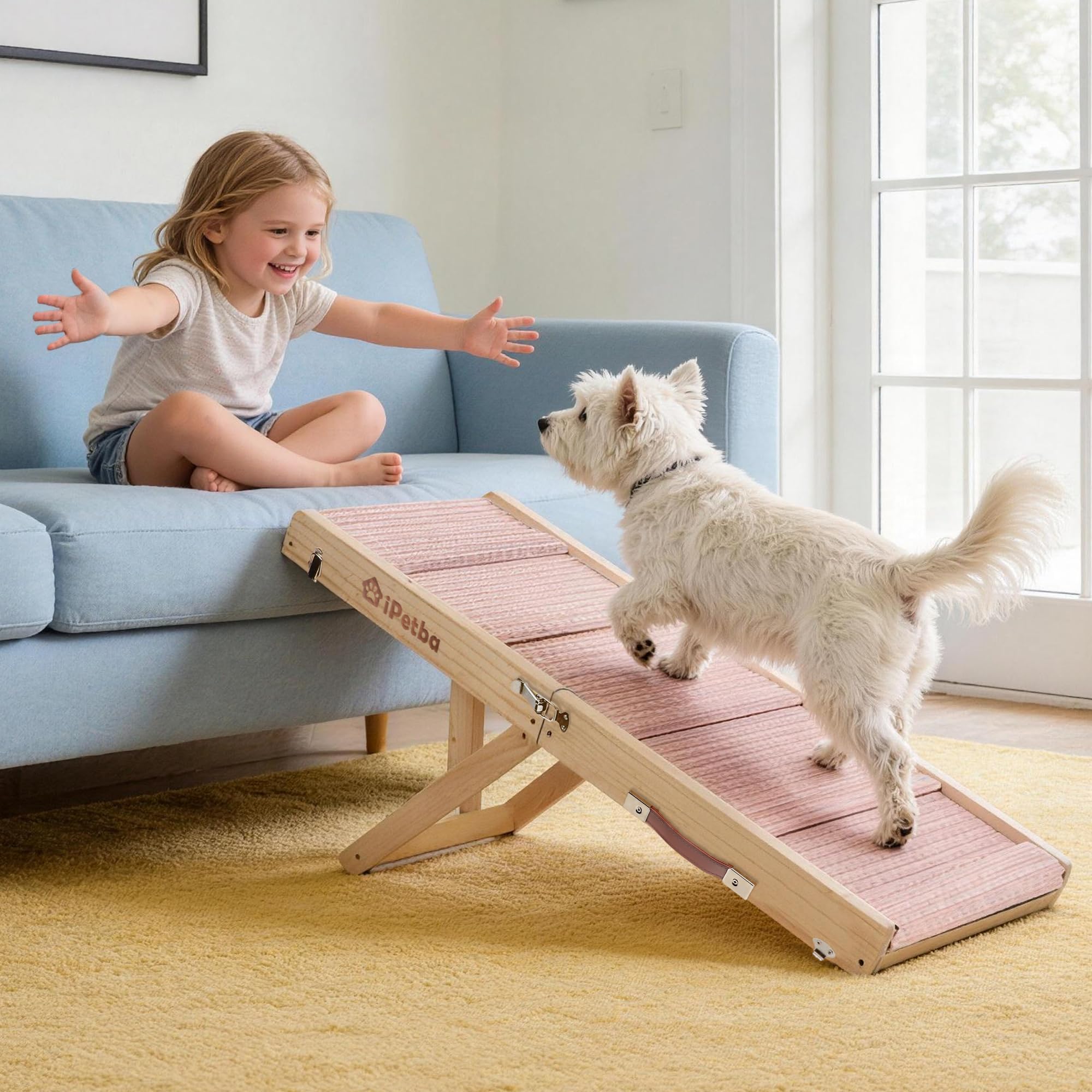 Hunderampe Sofa für kleine Hunde bis 16 kg, klappbar, Rosa