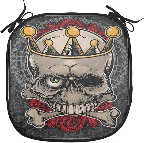 Miniatura 141 de Lunarable Cojín retro para silla, dibujo de chica a la moda en tierra primavera campo margaritas arte, acolchado de asiento para cocina y patio con