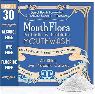 Probiotic & Prebiotic Mouthwash for Adults | Dry Mouth and Oral Thrush Relief | Gum Health Mouthwash | 30 Pack