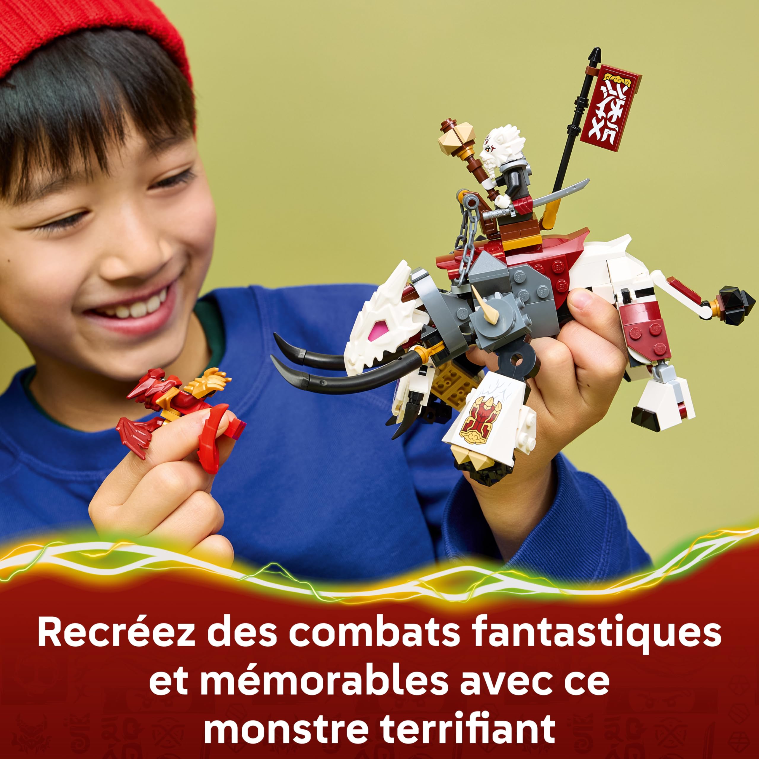 LEGO Ninjago Zilvar et Grimtak la Bête Draconique - Jouet Ninja avec Figurine & 3 Minifigurines Dont Kai & NYA - Cadeau d'anniversaire pour Garçon dès 7 Ans ou Fan du Soulèvement des Dragons 71863