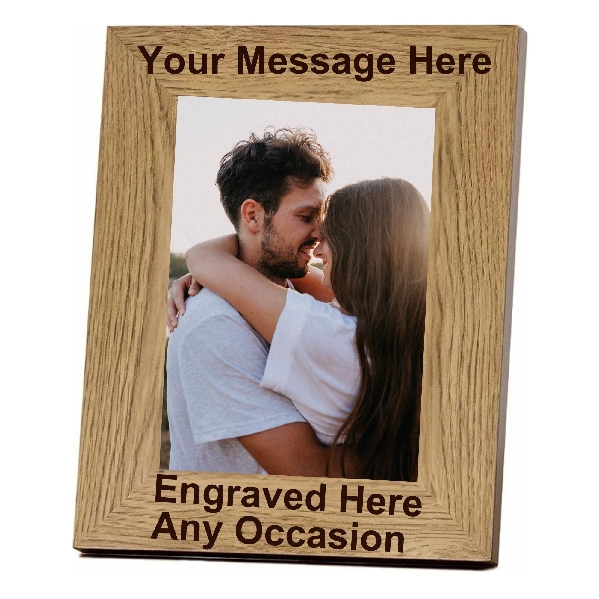 Custom Engraved Photo Frame 6x4 Personalised Wooden Picture Frame with Text Gift for Mum Dad Him Her Wedding Graduation Motherβs Day Christmas (Portrait)