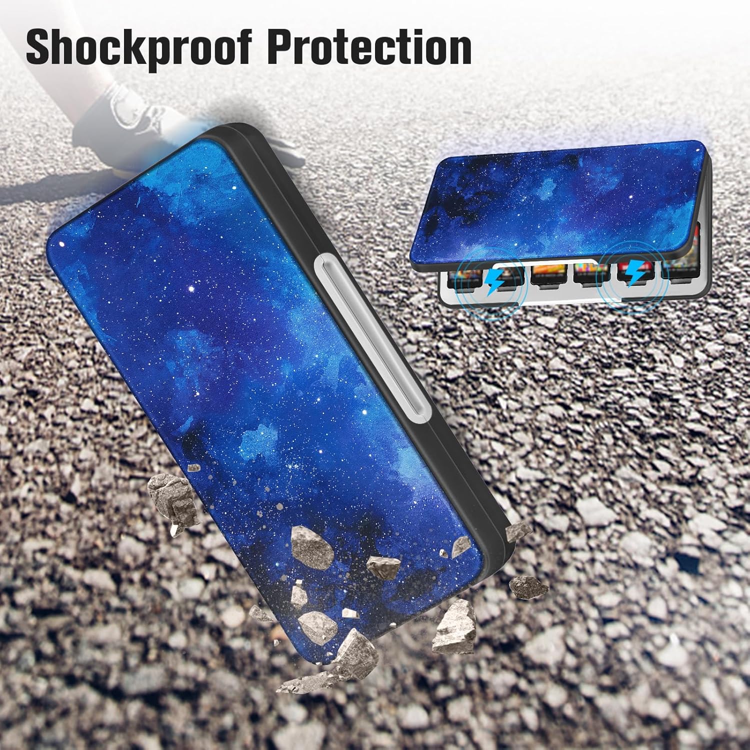 CaseBot Game Card Case for Nintendo Switch 2, Switch OLED/Lite, [Shockproof] Hard Shell 24 Game Holder Cartridge & 24 Slots Micro SD Card Storage Holder Box, Slim and Portable, Starry Sky - Image 6