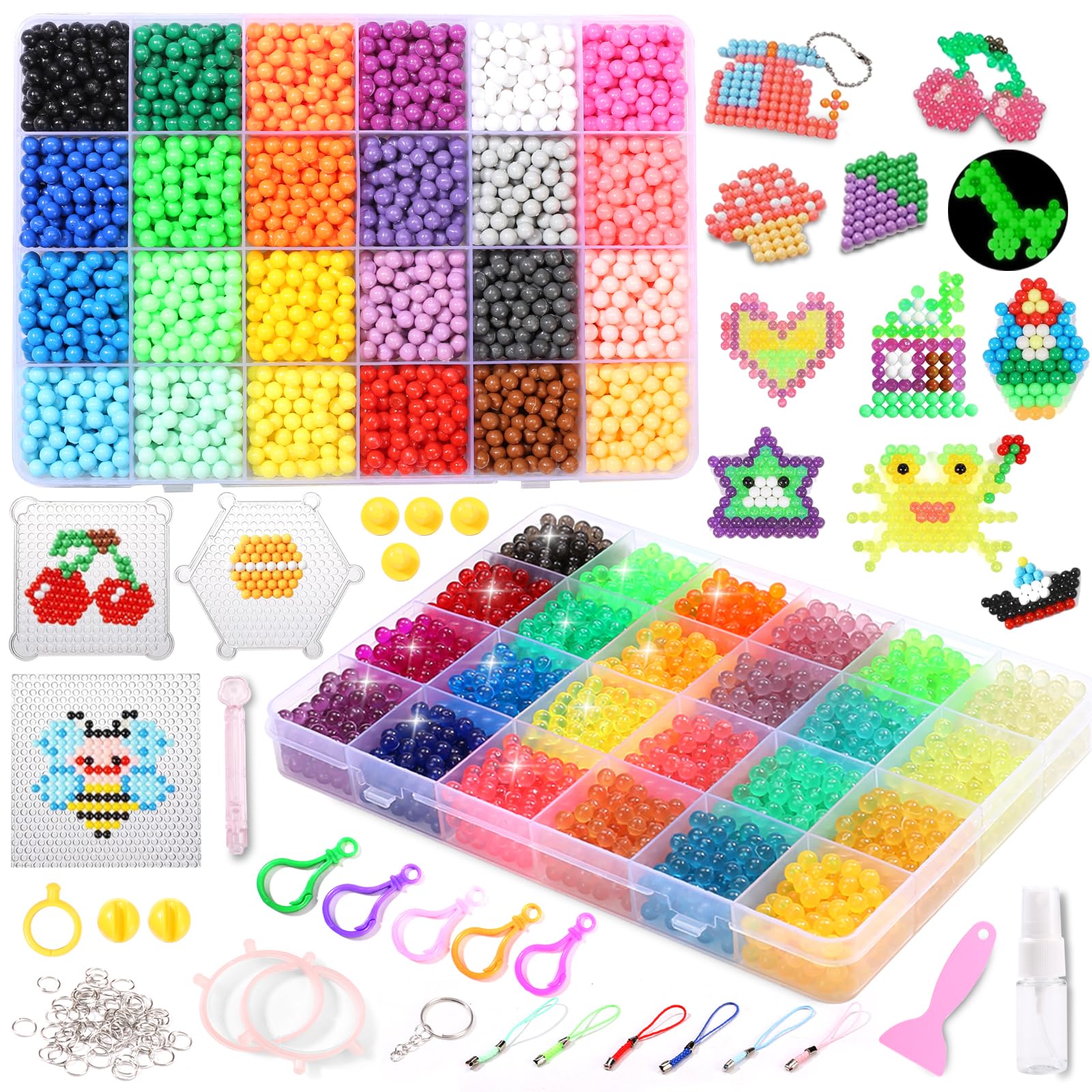 EIKEJI 7400 Pcs Non-Iron Fuse Beads Kit, 48 Colors 5mm Beads for Kids, Glow in The Dark Beads Glitter Beads, Refill Beads Set for Boys, Girls, Ideal Gift for New Years, Birthdays, Christmas - Image 7