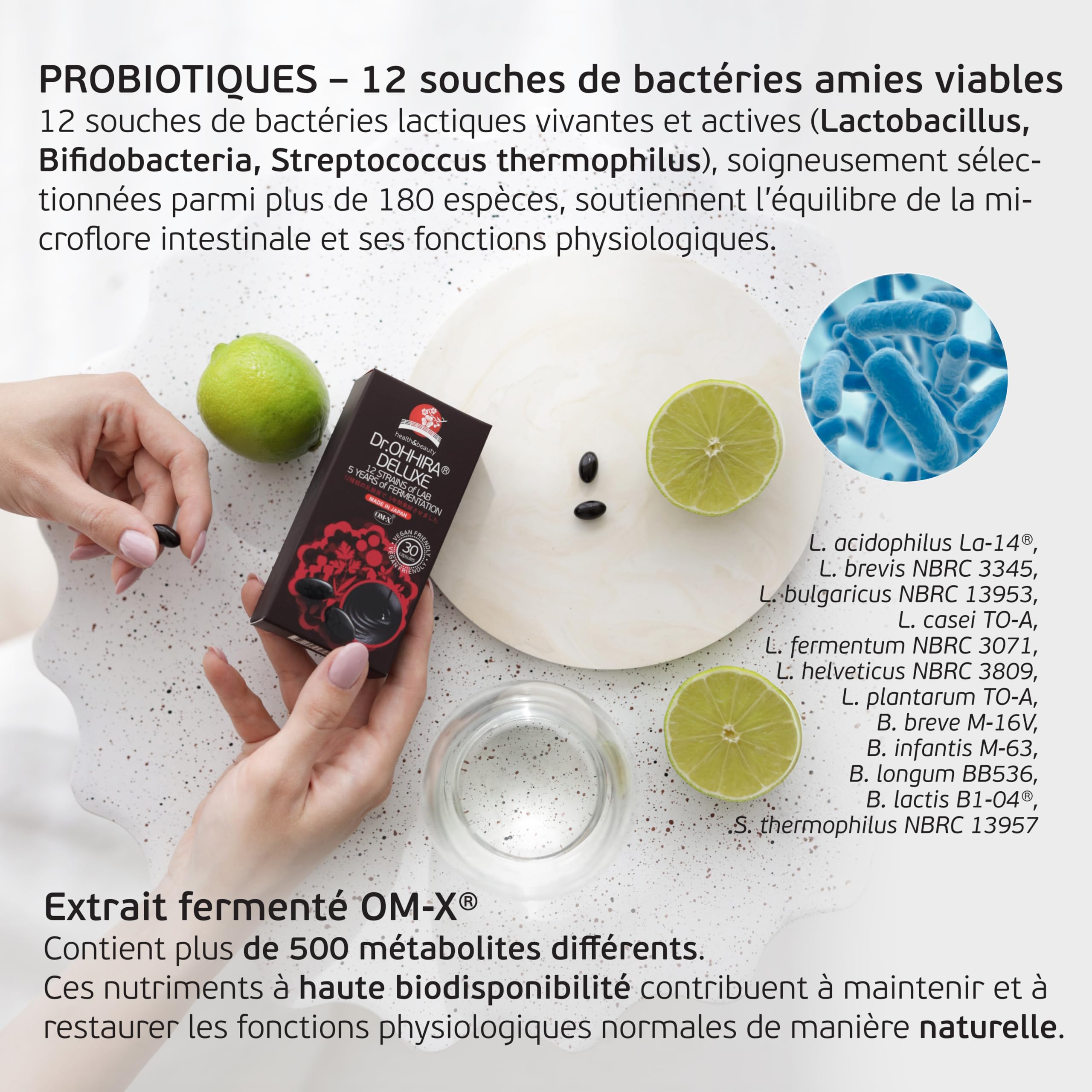 DELUXE Probiotiques Flore Intestinale OM-X®, 30 Gélules | 100 Mds CFU, Prébiotiques, Postbiotiques, 5 Ans Fermentation, probiotique flore intestinale 12 Cultures Bactériennes Vivantes